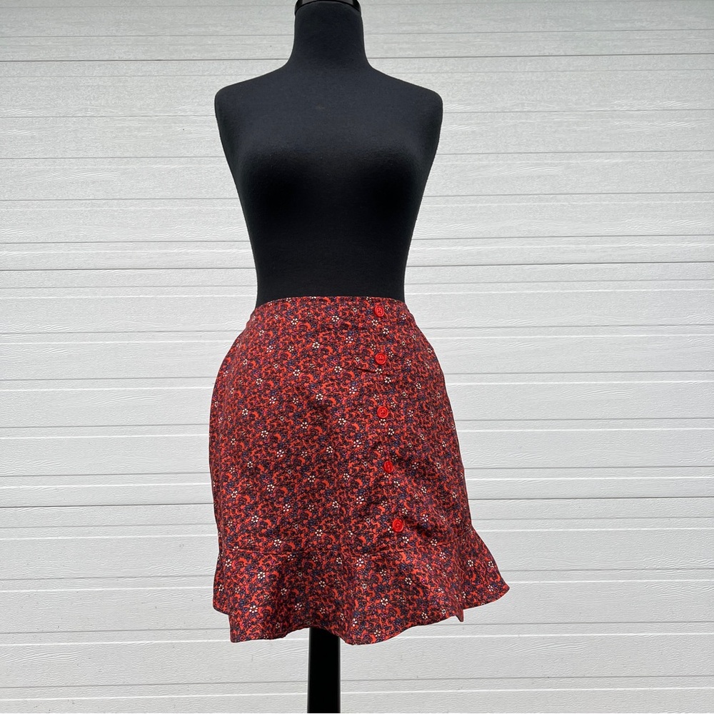 Band of Gypsies BOG Collective Orange Floral Mini Skirt, S